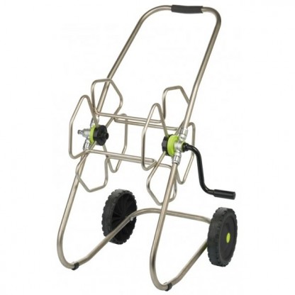 Slangrulle rostfritt stål med gummihjul och ergonomiskt handtag 100m, R15 ½"