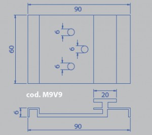 Fästbeslag M9V9 natur alu för 40mm kanal pris/st