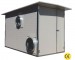 Varmluftspanna integrerat pannrum Containermodul Pellets & Ved 70kW