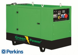 Perkins Elverk 45 kVA 36 kW ljudisolerad/täckt manuell startpanel