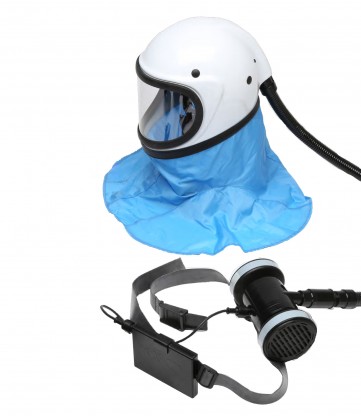 Andningsskyddsutrustning med hjälm luftflöde 250l/min, ljudnivå 74 dB