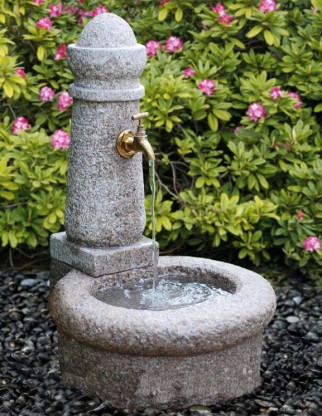 Vattenpost typ rosa granit för trädgård & dekoration 55x53x90 cm