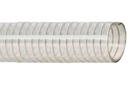 Spiralsugningsslang med PVC spiral transparent Ø40mm, minsta beställning 6m, 30m/rulle, pris/m