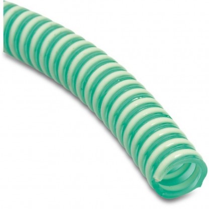 Spiralsugningsslang med PVC spiraler grön transparent 