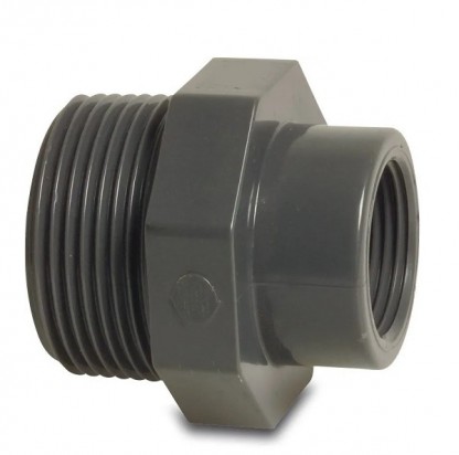 Nippelmuff PVC utv gänga R38 1½" x inv gänga R50 2"