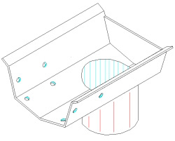 Profil för 175,5mm ränna - Utlopp för regnvatten, rör &#8709; 108mm, galvaniserad plåt
