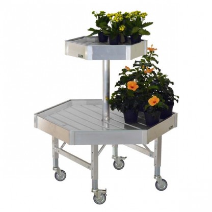 Hexagonalt butiksbord i aluminium ben med justerbar höjd