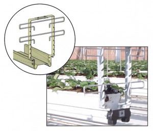 Stödkonsoll för jordgubbsodling i ränna med justerbar band & trådnivå